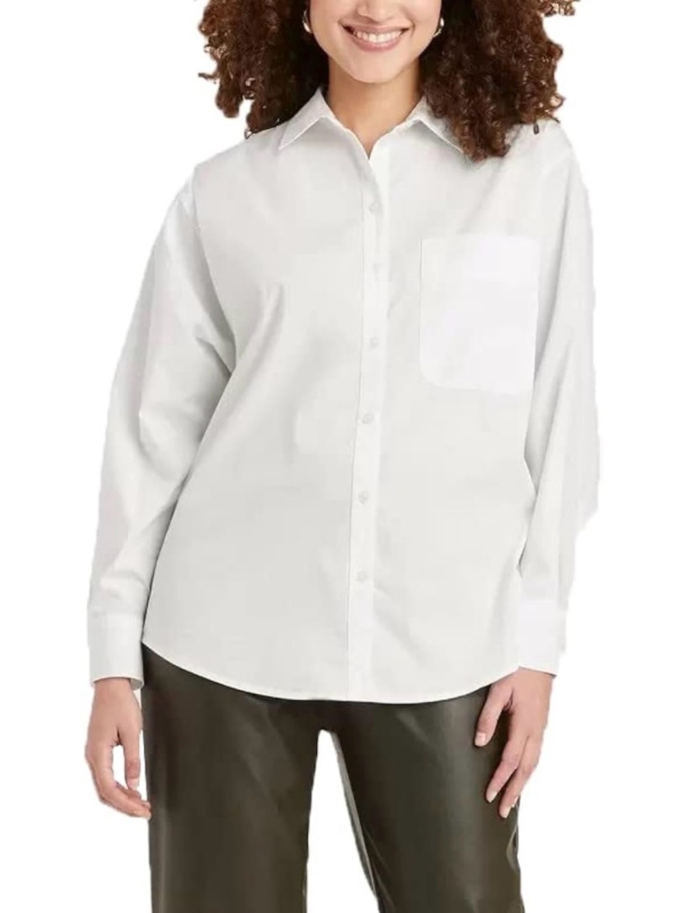 A New Day Women's Long Sleeve Oversized Button-Down Boyfriend Shirt